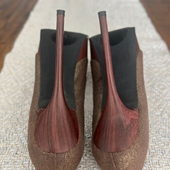 BEBE Brown Peep-Toe Platform Stiletto Heels Size 8 - Picture 9 of 10